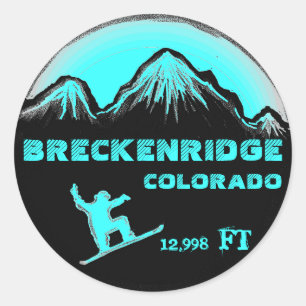 Breckenridge Colorado blauwgroen snowboard kunst s Ronde Sticker