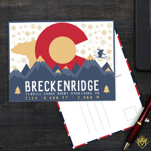 Breckenridge Colorado Flag Mountain Ski Souvenir Briefkaart