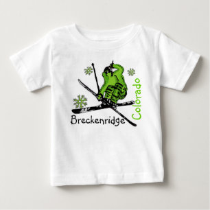 Breckenridge Colorado green skier baby t-shirt