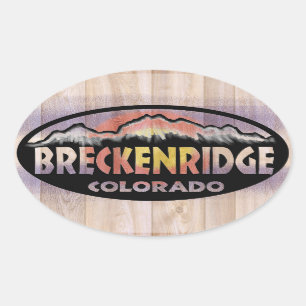 Breckenridge Colorado houten vlag ovale stickers