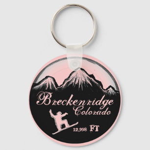 Breckenridge Colorado roze snowboardkunst sleutelh Sleutelhanger