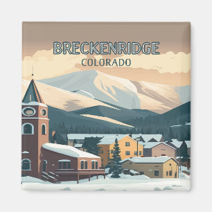 Breckenridge Colorado Snow Mountains Retro Magneet