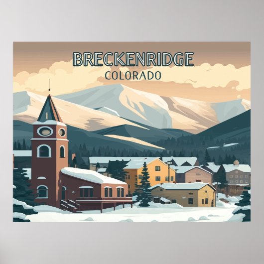Breckenridge Colorado Snow Mountains  Retro Poster (Voorkant)