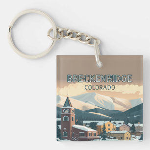 Breckenridge Colorado Snow Mountains Retro Sleutelhanger