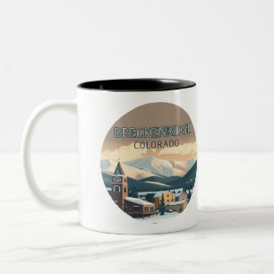 Breckenridge Colorado Snow Mountains  Retro Tweekleurige Koffiemok