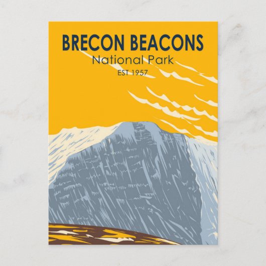 Brecon Beacons National Park Wales Pen Y Fan Retro Briefkaart (Voorkant)