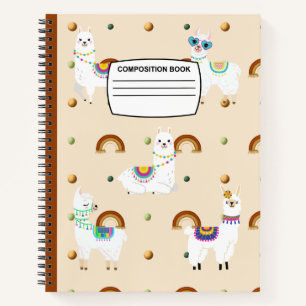Brede bestuurde Cute Lamas spiraal Samenstelling Notitieboek