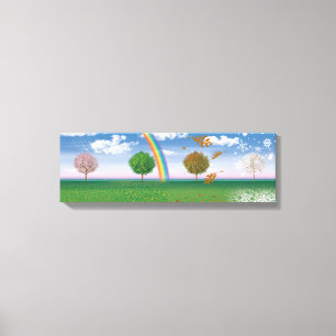 Brede canvas print vier seizoenen digitale kunst