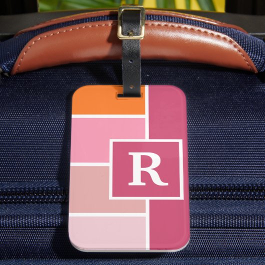 Brede Feminine Stripes met monogram Bagagelabel (Voorkant Insitu 2)