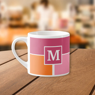 Brede Feminine Stripes met monogram Espresso Kop