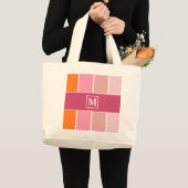 Brede Feminine Stripes met monogram Grote Tote Bag (Voorkant (product))