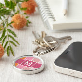 Brede Feminine Stripes met monogram Sleutelhanger (Zijkant)