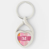 Brede Feminine Stripes met monogram Sleutelhanger (Voorkant)