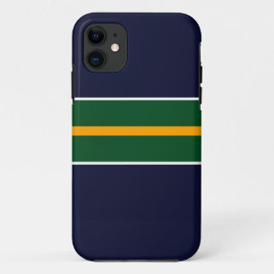 Brede Forest Green Yellow Racing Stripes op de Mar iPhone 11 Hoesje