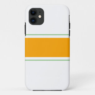 Brede Gouden Gele Sage Racing Stripes op Wit iPhone 11 Hoesje