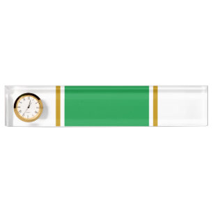 Brede Kelly Groen Bruin Witte Racing Stripes Klok Naambordje