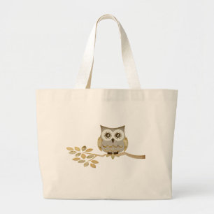 Brede ogen Owl in bomen Grote Tote Bag