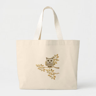 Brede ogen Owl in bomen Grote Tote Bag