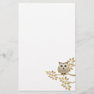 Brede ogen Owl in boomkraam Briefpapier