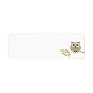 Brede ogen Owl in het boomlabel Etiket