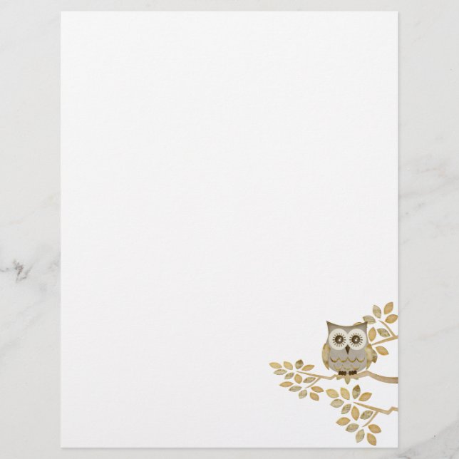 Brede ogen Owl in Tree Letterhead (Voorkant)