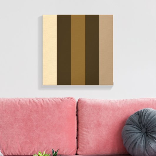 Brede Retro Kleur Verticale Strepen Crème/Bruins Canvas Afdruk (Insitu (Woonkamer))