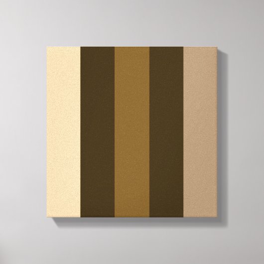 Brede Retro Kleur Verticale Strepen Crème/Bruins Canvas Afdruk (Voorkant)