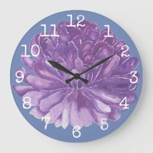 Brede Round Clock "Lavender Flower" Grote Klok
