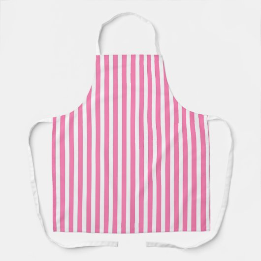 Brede Roze Witte Strepen Schort (Voorkant)