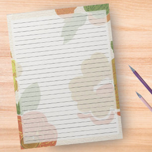 Brede Ruled Retro Flowers Mid Century Notitieblok