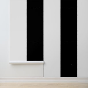 Brede Verticale Zwarte en Witte Strepen Behang