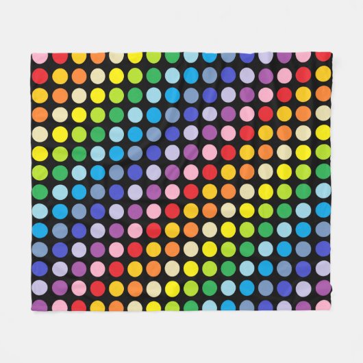 Breder spectrum Rainbow Polka Dots Black Fleece Deken (Voorkant (Horizontaal))