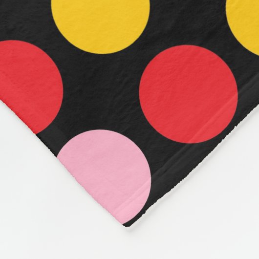 Breder spectrum Rainbow Polka Dots Black Fleece Deken (Hoek)