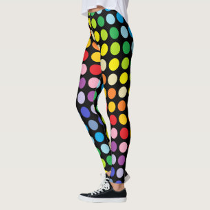 Breder spectrum Rainbow Polka Dots Black Leggings