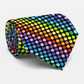 Breder spectrum Rainbow Polka Dots Black Stropdas (Opgerold)