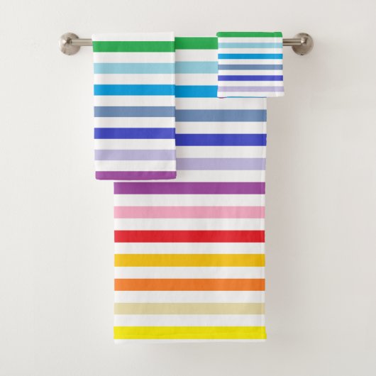 Breder spectrum regenboog en witte strepen bad handdoek (Insitu)