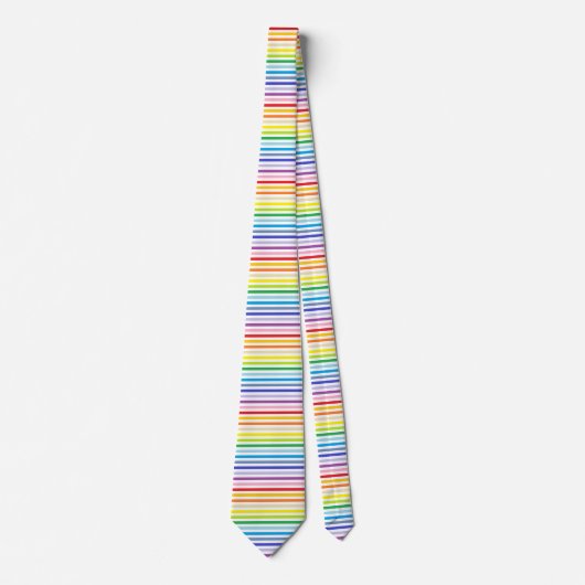 Breder spectrum regenboog en witte strepen stropdas (Voorkant)