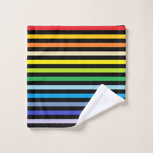 Bredere spectrumregenboog en zwarte strepen bad handdoek (Wasdoekje)