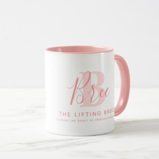 Bree name meaning and monogram soft pink text mok (Voorkant rechts)