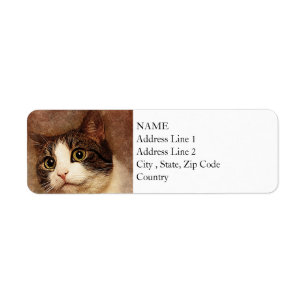 Breed beeld Kat portret ABSTRACT WATERVERF Etiket