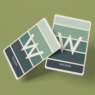 Breed Diep Groen Gradiënt Gestreept Monogram Perso Pokerkaarten