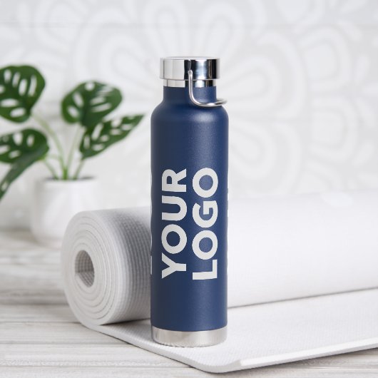 Breed Logo Patroon op blauw Waterfles (Yoga)