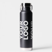 Breed Logo Patroon op zwart Waterfles (Voorkant)