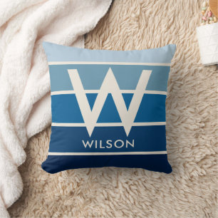 Breed Rich Blue Gradient Stripe Monogram Kussen