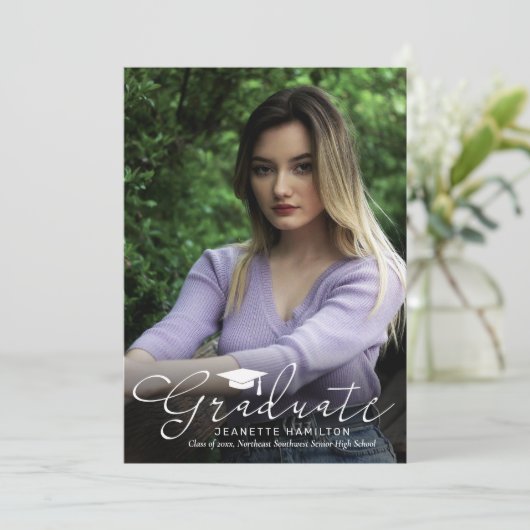 Breed Typografiescript voor/achter het Afstuderen Kaart (Staand voorkant)