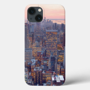 Breed uitzicht van Manhattan bij zonsondergang iPhone 13 Hoesje