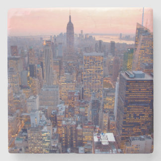 Breed uitzicht van Manhattan bij zonsondergang Stenen Onderzetter