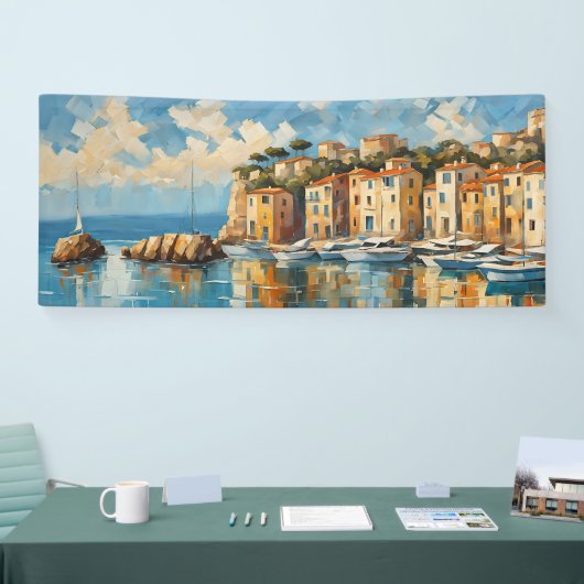 Breed zeegezicht Mediterraans Oude Haven Spandoek (Beurs)