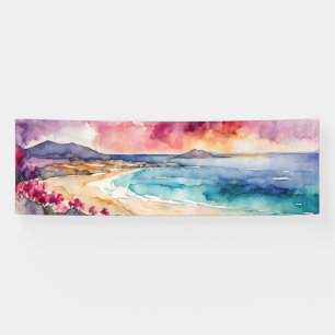 Breed zeegezicht Mediterraans Paarse sereniteit Spandoek