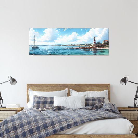 Breed zeegezicht Middellandse Baai Canvas Afdruk (Insitu (Slaapkamer))